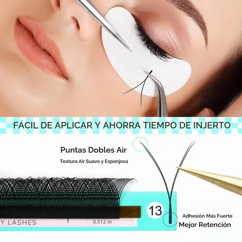 Vista 5 de VAVALASH Extensiones de pestañas en Y, rizo C, 0.002 in, 0.315-0.591 in, bandeja mixta, volumen 4D, extensiones de pestañas tipo YY, extensiones