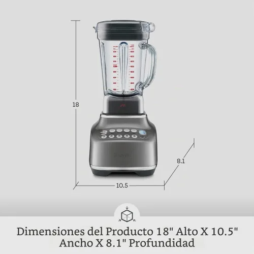 Vista 5 de Breville BBL820SHY Q Licuadora para cocinas, nogal ahumado Hickory Ahumado