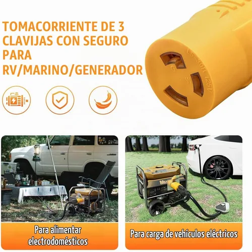 Vista 7 de Adaptador RV de 30 amperios a 110, enchufe de alimentación NEMA 5-15P NEMA 5-15P a L5-30R