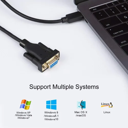 Vista 2 de CableCreation Adaptador serie USB-C a RS232 con chip PL2303 de 3.3 pies, cable convertidor hembra RS232 DB9 Thunderbolt 3 puerto compatible