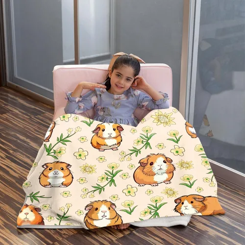 Vista 4 de Manta de conejillo de indias, regalos para niñas, niños, amantes de los conejillos de indias, manta de franela de felpa suave, ligera y cálida