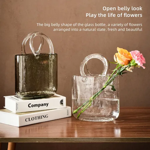Vista 6 de Jarrones para decoración, florero de cristal para flores, bolso creativo de burbujas, florero, mini tanque de peces de cristal para centros de mesa