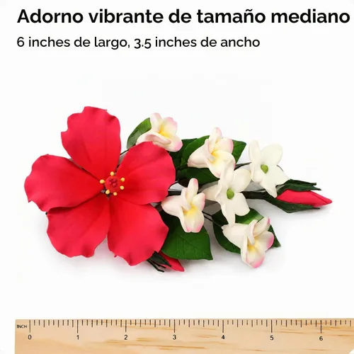 Vista 2 de Global Sugar Art Decoración para tartas de hibisco rosa profundo, flor tropical grande