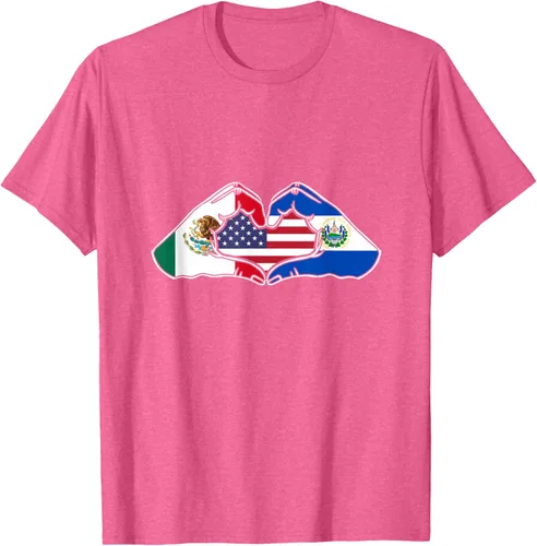 Vista 39 de Corazón manos México, El Salvador y Estados Unidos. Camiseta, Negro