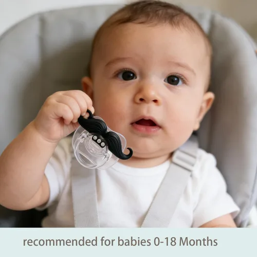 Vista 3 de YAPROMO Chupetes divertidos para bebés, 2 chupetes de bigote para bebés de 0 a 18 meses, divertidos chupetes para recién nacidos, para bebés, niños