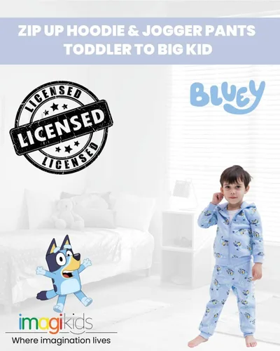 Vista 2 de Bluey Conjunto de sudadera con capucha y cremallera de forro polar para niños pequeños y grandes