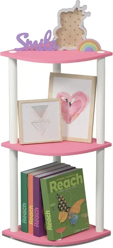 Vista 26 de Furinno Turn-N-Tube - Estantería esquinera de 5 niveles, estantes de almacenamiento abiertos, para organización y almacenamiento, sala de estar