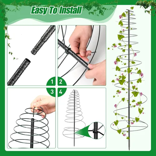 Vista 5 de Enrejado para plantas trepadoras al aire libre, 73 pulgadas de alto, enrejado de metal para jardín, para verduras, flores, plantas, soporte de vid