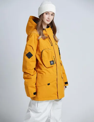 Vista 2 de Chaqueta de esquí para mujer, impermeable, chaqueta de nieve para invierno, resistente al viento, chaqueta de snowboard con capucha