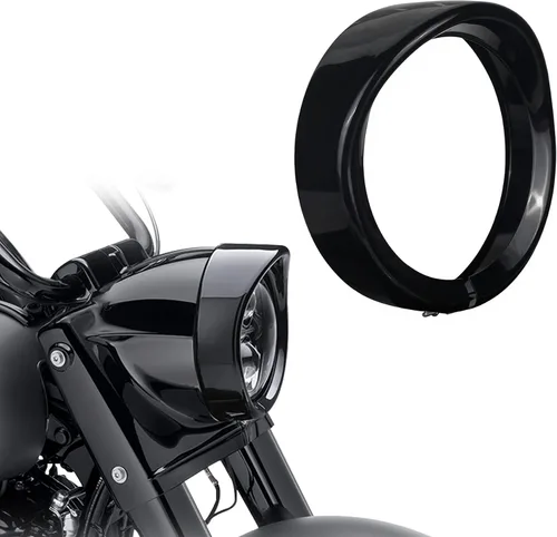 Vista 8 de NTHREEAUTO Aros de adorno para luces de cruce de motocicleta de 4.5", con visor de lámpara antiniebla cromado compatible con Harley Touring, Road