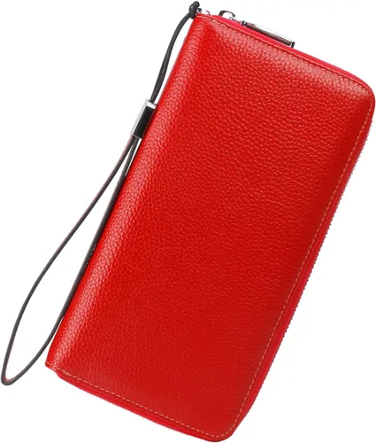 Vista 77 de Lavemi Pequeña cartera compacta para mujer, con bloqueo RFID, de piel auténtica, plegable, con ventanas de identificación