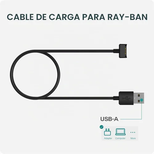 Vista 2 de TUSITA Cable de carga compatible con lentes inteligentes Ray-Ban Stories - 1M