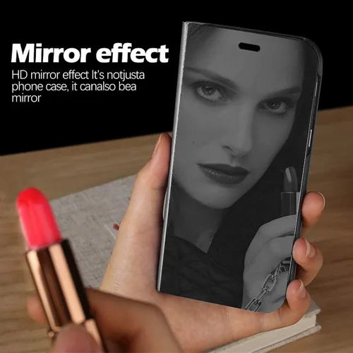 Vista 6 de Funda compatible con Samsung Galaxy S20 Ultra, funda de piel transparente con espejo S-View, a prueba de golpes, con función atril, antiarañazos