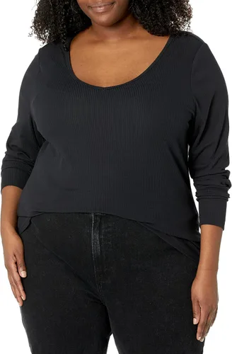 Vista 6 de Amazon Essentials - Camisas de manga larga de punto con cuello en V de canalé para mujer, de ajuste delgado para superposición