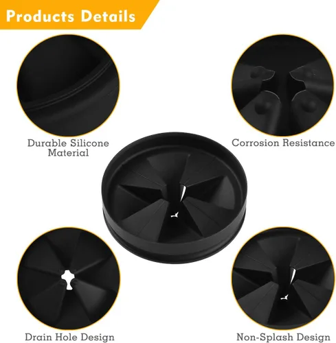 Vista 2 de Baffle QCB-AM, repuesto para serie Evolution, protectores contra salpicaduras para eliminación de basura, cuello completo, tapones de drenaje, Negro