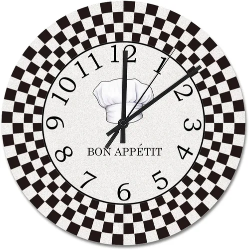 Vista 16 de ArogGeld Reloj de cocina de chef con números arábigos, reloj de pared personalizado de 10 pulgadas, funciona con pilas, decoración de pared