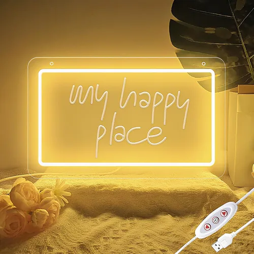 Vista 9 de Letrero de neón LED de feliz cumpleaños de 11.8 x 8.3 pulgadas, luz de neón regulable blanca cálida, decoración de pared alimentada por USB