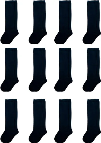 Vista 5 de BASICO Paquete de 12 calcetines hasta la rodilla para uniforme escolar para niñas
