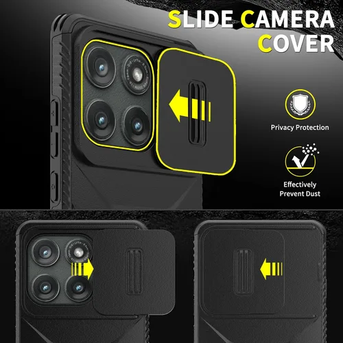 Vista 4 de Funda para Motorola Moto Edge 2025 con 1 protector de pantalla HD y cubierta para cámara deslizante [grado militar], funda protectora resistente a