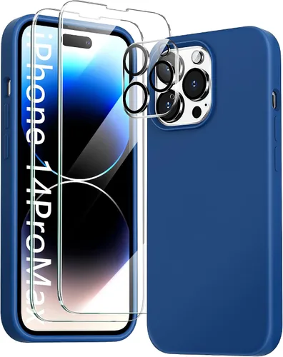 Vista 11 de Funda 5 en 1 para iPhone 12 Pro con protector de pantalla y protector de lente de cámara, funda de silicona líquida para iPhone 12 Pro (verde alpino)