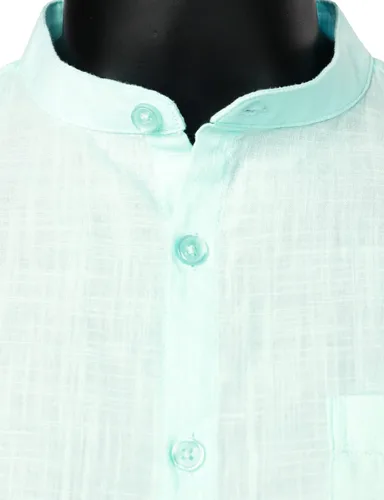 Vista 4 de ZEROYAA Camisas de algodón y lino de manga larga con botones y bolsillo para hombre