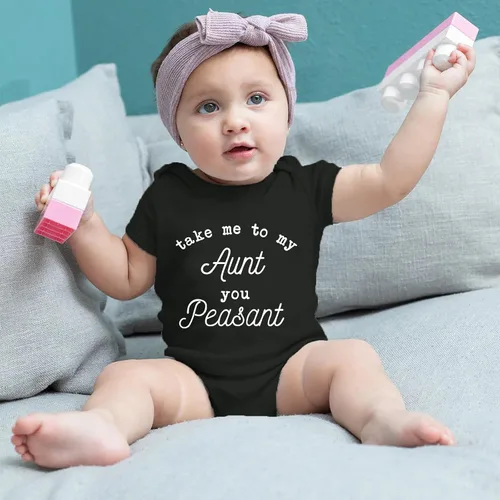 Vista 2 de Take Me To My Aunt You Peasant Bodysuit Funny Baby Boy Clothes Newborn Onesise Auntie Baby Clothes Girl 0-12m