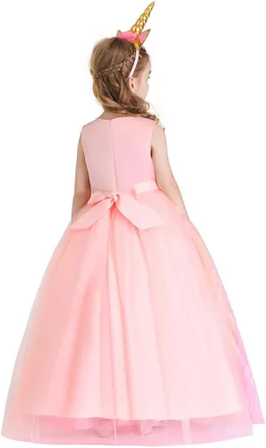Vista 24 de Vestido de tul de unicornio arcoíris para niñas, vestido de princesa para cumpleaños, Halloween, Navidad, concurso de baile, fiesta de baile