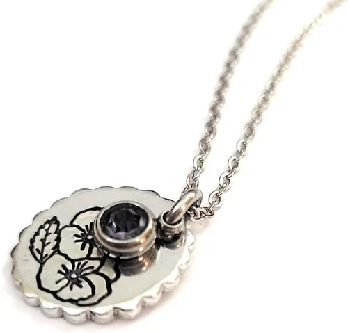 Vista 31 de Birth Month Flower and Birthstone Necklace