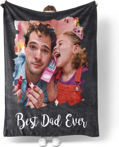 Vista 12 de Manta personalizada con texto en imagen, manta personalizada para papá, novio, mantas de franela personalizadas para papá, regalos de esposa, hija