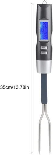 Vista 6 de Tenedor de cocina digital, con pantalla LCD, termómetro digital preestablecido para carne, interruptor de ℃/℉ para carne, barbacoa, tenedor