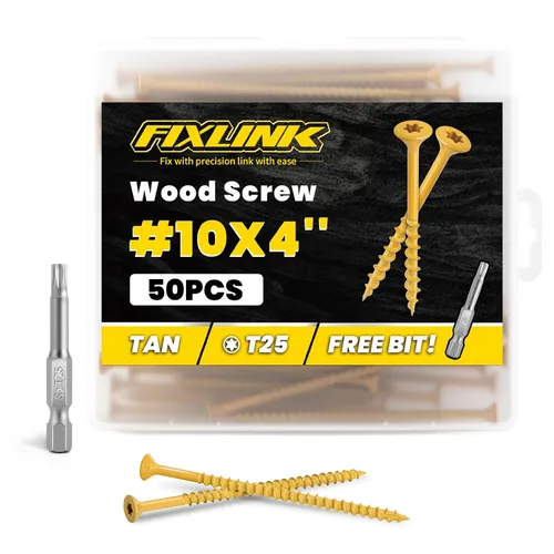 Vista 27 de Tornillos para madera de 2-1/2 pulgadas, tornillos para terraza FIXLINK #10 x 2-1/2", 310 piezas, recubiertos con epoxi, broca de estrella T25