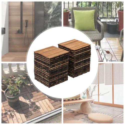 Vista 6 de Azulejos entrelazados para terrazas, 36 piezas, 12 x 12 pulgadas, madera