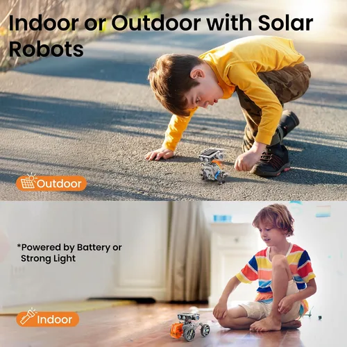 Vista 4 de Sillbird Kit de robot de construcción solar 15 en 1, regalo STEM para niños Gris-naranja