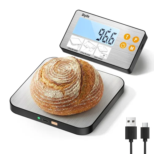 Vista 9 de Báscula de cocina recargable de 33 libras, báscula de alimentos de acero