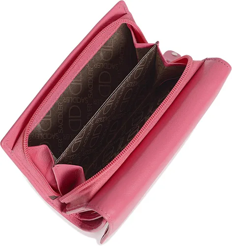 Vista 4 de SADDLER Cartera de cuero de lujo triple pliegue con protección RFID para mujer, con monedero con cremallera, tarjetero de crédito múltiple