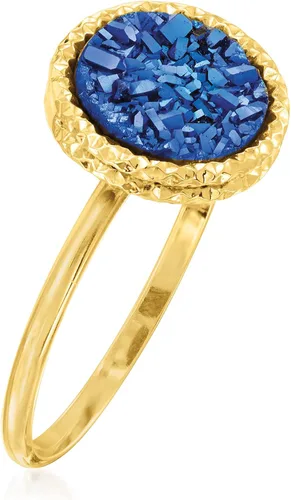 Vista 3 de Ross-Simons Anillo Drusy azul italiano en oro amarillo de 14 quilates, Gema, Cuarzo drusa