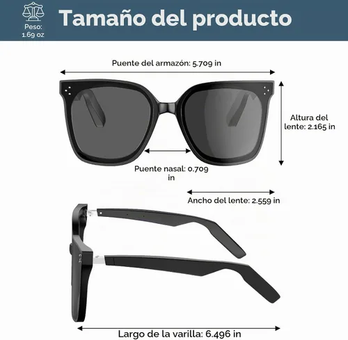 Vista 7 de Lentes inteligentes con Bluetooth, lentes de sol polarizados UV400, micrófono y altavoces integrados, música y llamadas inalámbricas, asistente