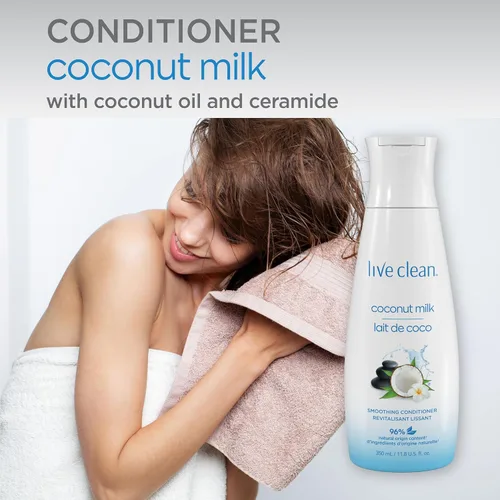 Vista 3 de Live Clean Acondicionador hidratante de leche de coco, 12 onzas líquidas