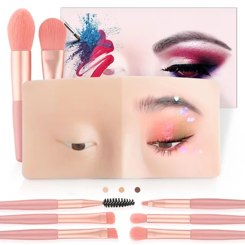 Vista 7 de Cara de práctica de maquillaje de silicona, maniquí 5D para sombra de ojos de pestañas Odorless Soft Silicone, Reusable 5000+ Times, Easy Clean