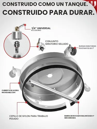 Vista 4 de WOJET Limpiador de superficies compacto de 16 '' PRO con ruedas 4500PSI