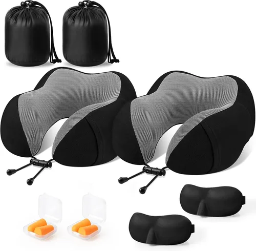Vista 11 de CloudBliss Almohada de viaje de espuma viscoelástica de alta calidad, almohada cervical cómoda y de apoyo, almohadas cervicales para viajar