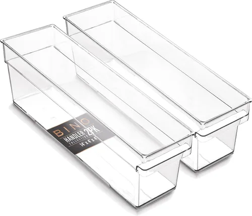 Vista 13 de BINO Contenedores de almacenamiento de plástico, pequeños y poco profundos THE HANDLER COLLECTION Contenedores organizadores multiusos