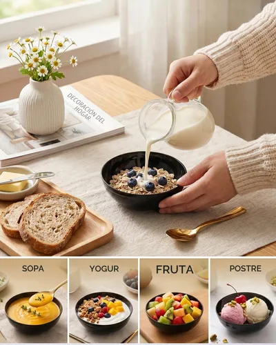 Vista 5 de bUCLA Paquete de 50 Cuencos de Plástico Negro - Cuencos Desechables de Plástico Negro de 10oz para Salsa/Servir - Ideales para Fiestas y Año Nuevo