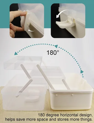 Vista 6 de Avlcoaky Caja de aparejos grande de 3 capas Caja de almacenamiento portátil de plástico Organizador de caja de aparejos de pesca Caja de aparejos