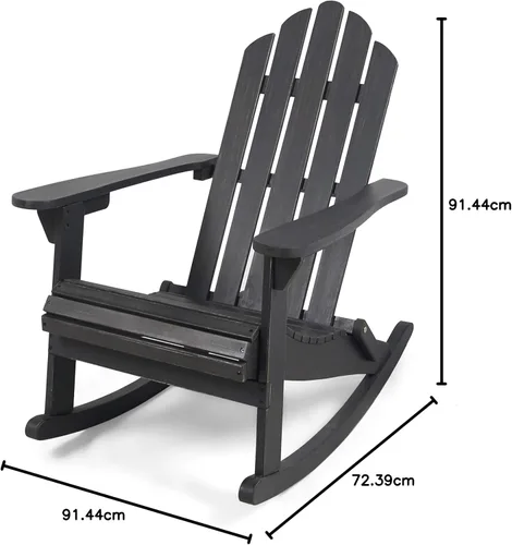 Vista 10 de Christopher Knight Home Cara Adirondack - Silla mecedora de madera de acacia para exteriores, acabado gris oscuro