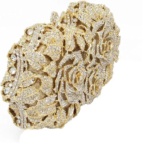 Vista 3 de Boutique De FGG Bolsas de noche de cristal de flores deslumbrantes para mujer formal boda fiesta cóctel bolso de mano
