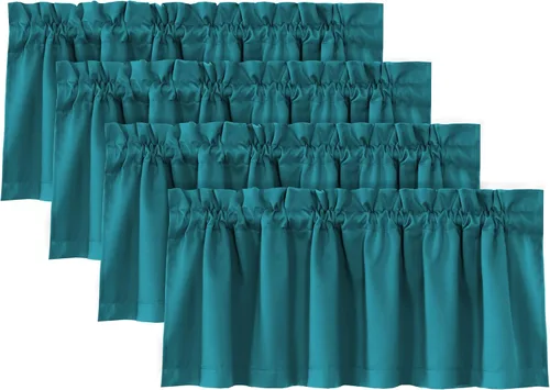 Vista 20 de H.VERSAILTEX Cenefas de cortina 100% opacas para ventanas, 2 paneles con aislamiento térmico, bolsillo para barra, pequeña cenefa corta para cocina