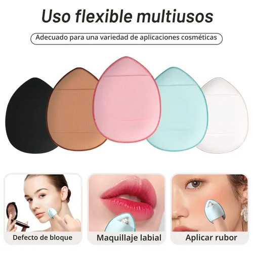 Vista 2 de Finger Puff, 12 piezas de mini esponja de maquillaje, adecuada para base, corrector, sombra de ojos, herramientas de maquillaje de belleza