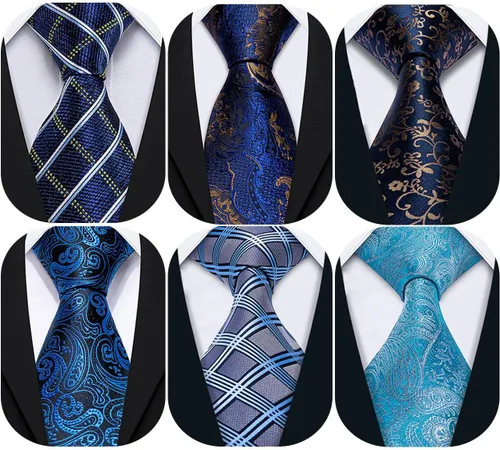 Vista 28 de Barry.Wang Juego de corbatas de seda para hombre, corbatas de boda de seda tejida formal de negocios casual (4/6/8PCS)