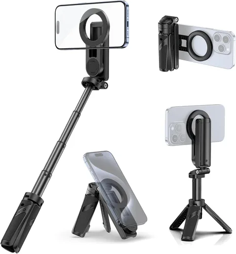 Vista 9 de ULANZI JJ03 - Mini trípode magnético para teléfono con control remoto, 3 en 1 de bolsillo para selfie, soporte de trípode extensible de rotación